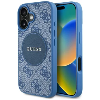 Guess 4G Circle Classic Logo MagSafe Case for iPhone 16 Blue