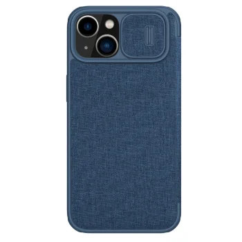 Nillkin Qin Cloth Pro Case Flip Case for iPhone 14 Plus with Camera Shutter, Blue