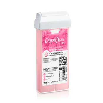 Roll-On Hair Removal Wax Depilflax 100 Sensitive Skin 110g, Creamy Pink
