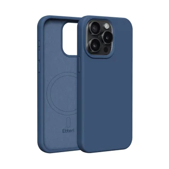 Etteri Silicone Mag Case for Apple iPhone 15 Pro Max, Dark Blue