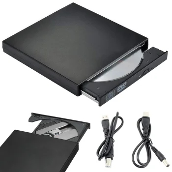 External CD/DVD Drive and Writer USB 2.0, Black