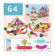 Educational Kids Magnetic Construction Sticks Blocks, 64 elem.