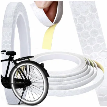 Self-Adhesive Reflective Tape for Bicycles and Cars, 8m x 1cm, White
