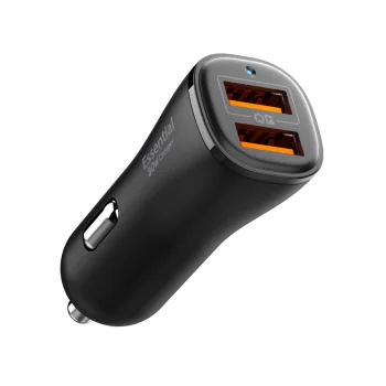 Spigen Essential EV302 2-Port 30W Car Charger, Black