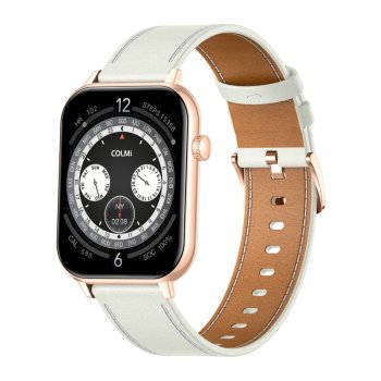 Colmi C28 Smartwatch, Gold / White Leather