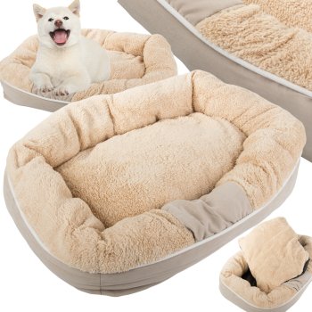 Plush dog bed with soft removable cushion, 60x50 cm