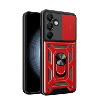 Hurtel Hybrid Armor Camshield Case for Samsung Galaxy A56, Red