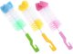Flexible bottle and glass cleaning brush with sponge tip