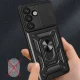 Hybrid Armor Camshield Case for Samsung Galaxy S25 Edge with Camera Cover and Stand - Black