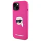 Karl Lagerfeld Silicone Karl Head Print MagSafe Case for iPhone 15, Fuchsia