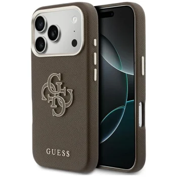 Guess FW Resin Logo Case for iPhone 17 Pro Max, Brown