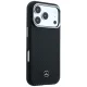 Mercedes Leather Semi Wrap Wood Effect MagSafe Case for iPhone 17 Pro Max, Black