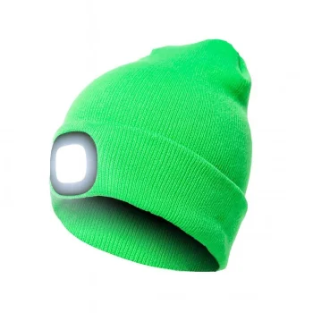 Rechargeable LED Beanie Hat with Light, Green
