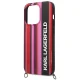 Karl Lagerfeld Color Stripes Strap Case for iPhone 14 Pro, Pink
