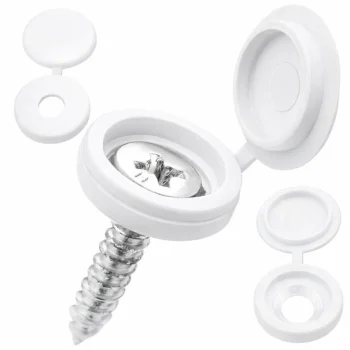 Hinged Screw Covers 100 pcs Snap Caps for Furniture Screws, White