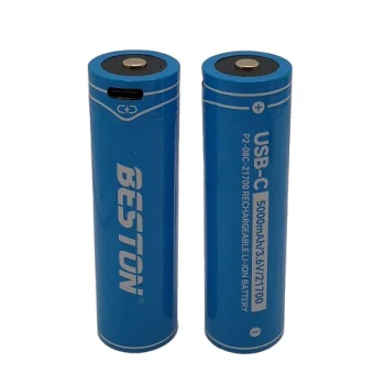 Rechargeable 21700 Battery with USB-C Port, 3.6V, 5000mAh, Li-Ion, 2pcs