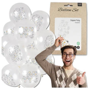 Transparent Origami Party Balloons 30 cm, 12-Pack