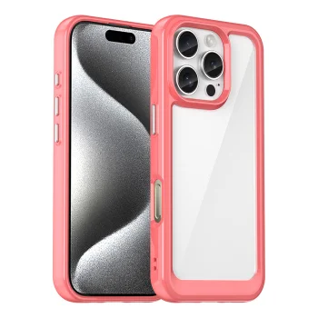 Dėklas Outer Space Case skirtas iPhone 16 Pro su geliniu rėmeliu, raudonas