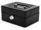 Metal Cash Box for Money and Documents, 15x12x8 cm, Black