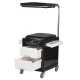 Pedicure Stool and Cosmetic Trolley 16 Plus, Black/White