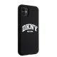 DKNY iPhone 11 / XR Case Liquid Silicone White Printed Logo MagSafe, Black