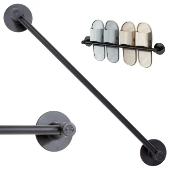 Wall-Mounted Hanger for Slippers and Towels, Matte Black