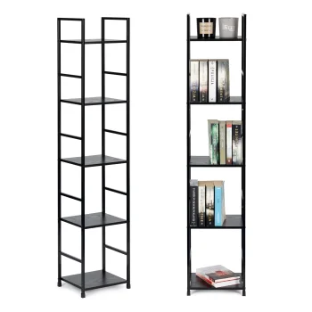 Modernhome Wooden Shelving Unit with Metal Frame LOFT, 5 Shelves, Black