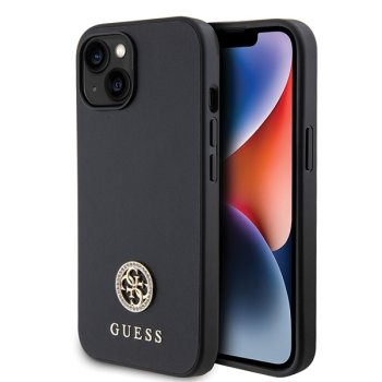 Guess iPhone 15 Plus Case 4G Strass Metal Logo, Black