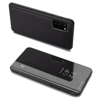 Clear View Flip Cover Case for Samsung Galaxy A03s (166.5), Black