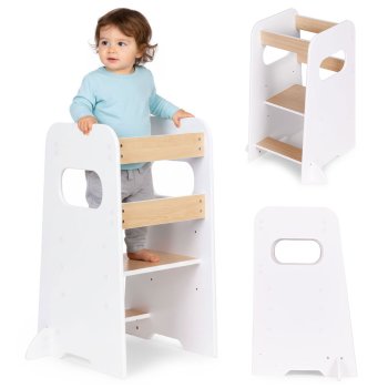 Mācību tornis ECOTOYS regulējams virtuves palīgs bērnam Montessori platforma