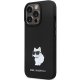 Karl Lagerfeld iPhone 14 Pro Case Silicone Choupette Metal Pin, Black