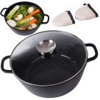 Deep Pot with Lid and Non-Stick Coating, 13 L, with Oven Mitts, Cast Aluminium