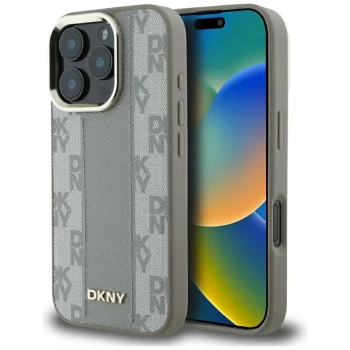 DKNY iPhone 16 Pro Max Case Checkered Pattern MagSafe, Beige