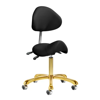 Giovanni 1004 Beauty Salon Stool, Black with Gold Base