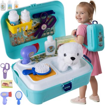 Dog Grooming Playset in Backpack with Plush Puppy Toy 26304
