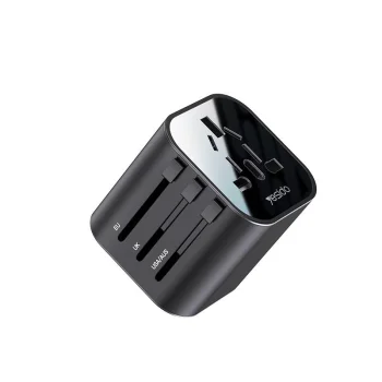 Yesido MC09 Universal Travel Adapter UK/EU/US/AU 8A, Black