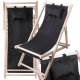 Folding Wooden Beach Lounger with Pillow, Black
