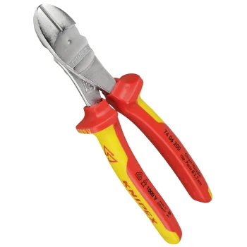 Sustiprintos šoninio kirpimo replės KNIPEX 74 06 200, izoliuotos, 200 mm
