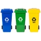 Set of 3 Waste Bins 3x240L Blue Green Yellow