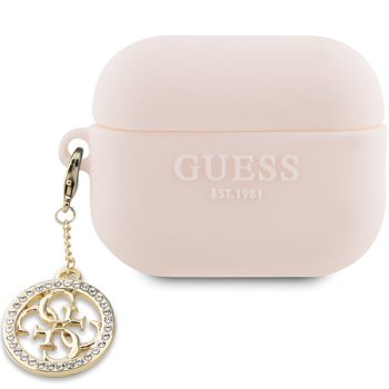 Guess GUAP23DSLGHDP AirPods Pro 2 cover pink/pink 3D Rubber 4G Diamond Charm