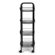 ModernHome PJJKT0103-04 Mobile Metal Shelving Unit with 4 Baskets and Wheels, Black