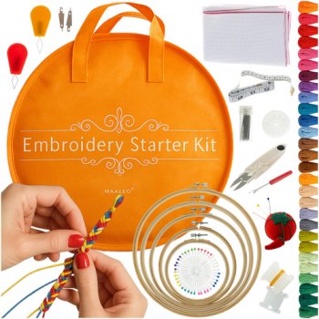 MAALEO Embroidery Kit with 100 Color Floss Skeins and Tools 25724