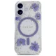 Guess Resin Flowers Glitter MagSafe Case for iPhone 16 Purple