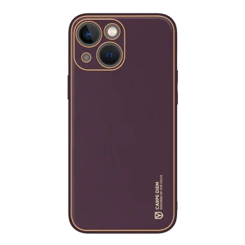 Dux Ducis Yolo iPhone 14 Plus dėklas iš dirbtinės odos, violetinis