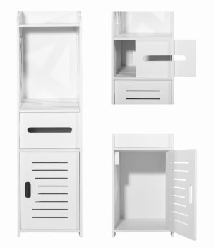 Slim Freestanding Bathroom Storage Cabinet 80cm, White