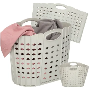 Collapsible Laundry Basket with Handles, Grey