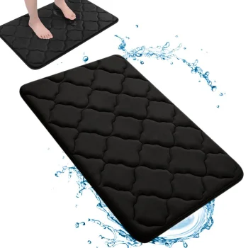 Black Memory Foam Bathroom Mat, 50x40 cm