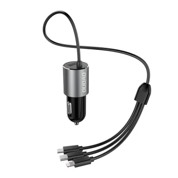 Dudao R5ProN 3.4A Car Charger with Built-in 3-in-1 Cable Black