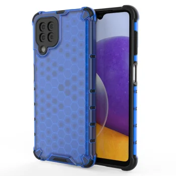 Case for Samsung Galaxy A22 4G Honeycomb Armor Cover with TPU Bumper Blue