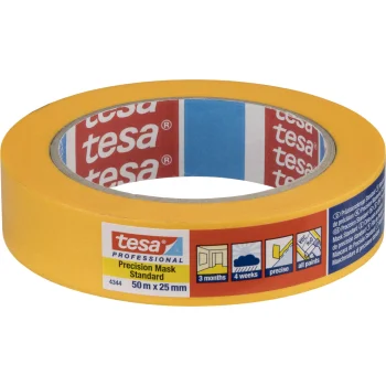 Tesa 4344 Precision Masking Tape Standard 50m x 25mm, Yellow